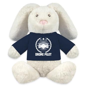 Pilote de drone - Lapin en peluche recyclé MiniFeet® Crème - bleu marine - Devant