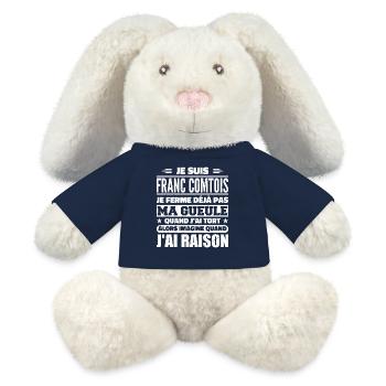 Franc comtois je ferme pas ma gueule franche comté - Lapin en peluche recyclé MiniFeet® Crème - bleu marine - Devant