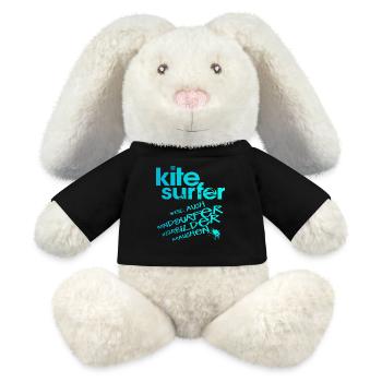 Kitesurfeur vs véliplanchiste - Lapin en peluche recyclé MiniFeet® Crème - noir - Devant