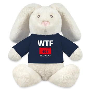 T-shirt WTF - Où est la solution ? (Programmateurs) - Lapin en peluche recyclé MiniFeet® Crème - bleu marine - Devant