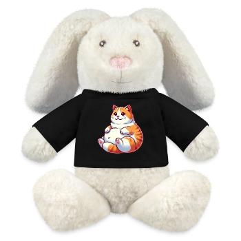 Mollige Tabby Katze entspannende Illustration - MiniFeet® RecycelHase® Creme - Schwarz - Vorne