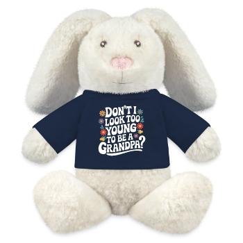 Papy Grand-père Famille Fête des pères - Lapin en peluche recyclé MiniFeet® Crème - bleu marine - Devant