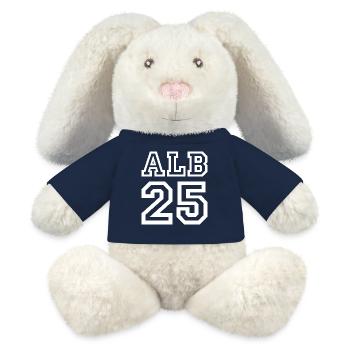 ALBANIE - Lapin en peluche recyclé MiniFeet® Crème - bleu marine - Devant