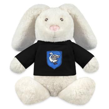 Armoiries cygne d’argent - Lapin en peluche recyclé MiniFeet® Crème - noir - Devant