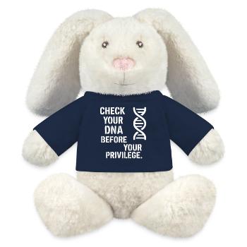 Vérifiez votre ADN - Lapin en peluche recyclé MiniFeet® Crème - bleu marine - Devant