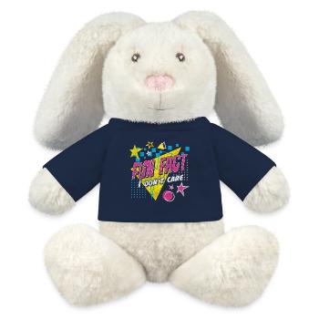 Fun Fact I Don’t Care Washed Out Retro 80s style - MiniFeet® RecycelHase® Bunny Cream - french navy - Front