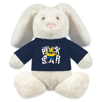 Drôle Rock star Cartoon Star - Amateur de musique cool - Lapin en peluche recyclé MiniFeet® Crème - bleu marine - Devant