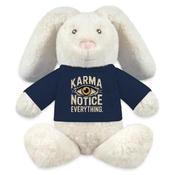 Karma Notice Eye Design, Motivationsspruch - MiniFeet® RecycelHase® Creme - French Navy - Vorne