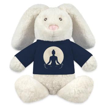 Méditation de la pleine lune – Yoga Lotus Silhouette - Lapin en peluche recyclé MiniFeet® Crème - bleu marine - Devant