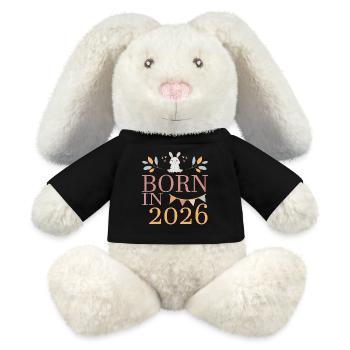 Baby Geboren in 2026 Born in 2026 Süßer Hase - MiniFeet® RecycelHase® Creme - Schwarz - Vorne