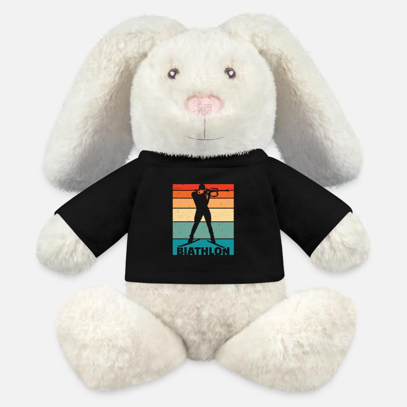 Biathlon - Lapin en peluche recyclé MiniFeet® Crème - noir