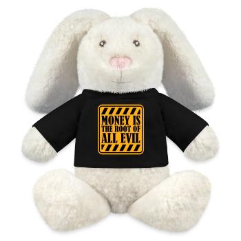 Money Root Evil Capitalism Greed Finance Rich - MiniFeet® RecycelHase® Bunny Cream - black - Front