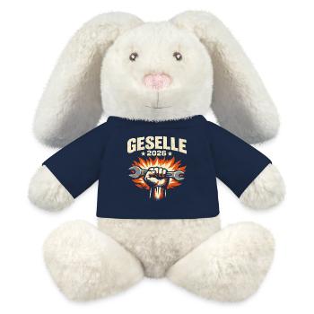 Examen de compagnon 2026 réussi - Lapin en peluche recyclé MiniFeet® Crème - bleu marine - Devant