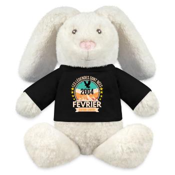 Legends Are Born in February 2004, Birthday 22 - Lapin en peluche recyclé MiniFeet® Crème - noir - Devant