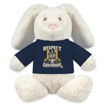 Respect the Groundhog Humour Marmotte Vintage - Lapin en peluche recyclé MiniFeet® Crème - bleu marine - Devant