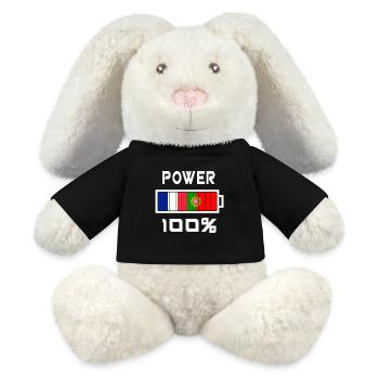 Le Portugal et la France Power 100 % - Lapin en peluche recyclé MiniFeet® Crème - noir - Devant