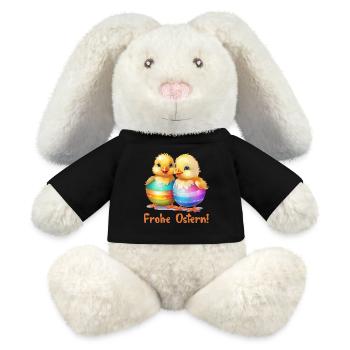 Frohe Ostern Osterei Küken Osterfest lustig süß - MiniFeet® RecycelHase® Creme - Schwarz - Vorne