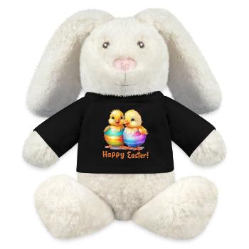 Frohe Ostern Osterei Küken Osterfest lustig süß - MiniFeet® RecycelHase® Creme - Schwarz - Vorne