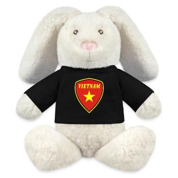 Vietnam Wappen Geschenk Hanoi Südostasien Asien - MiniFeet® RecycelHase® Creme - Schwarz - Vorne