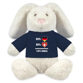 Deutschland und Schweiz Genial / Geschenk Flagge - MiniFeet® RecycelHase® Creme - French Navy - Vorne