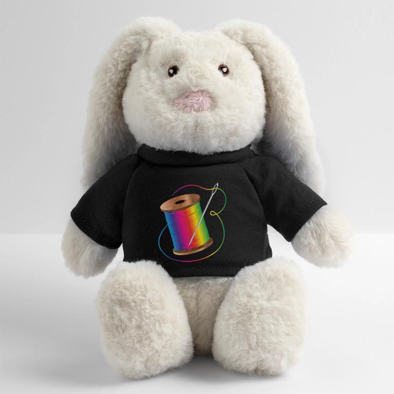 leuchtender Nähgarn in Regenbogenfarben mit Nadel MiniFeet® RecycelHase® Creme
