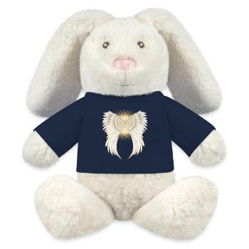 ailes d'ange en or blanc avec étoile brillante - Lapin en peluche recyclé MiniFeet® Crème - bleu marine - Devant