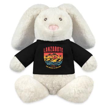Lanzarote Espana Strand Design - MiniFeet® RecycelHase® Creme - Schwarz - Vorne