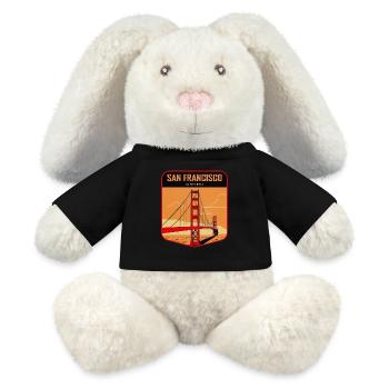 Badge rétro Golden Gate San Francisco - Lapin en peluche recyclé MiniFeet® Crème - noir - Devant