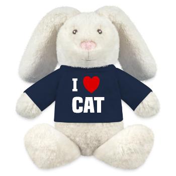 I love Cat - Lapin en peluche recyclé MiniFeet® Crème - bleu marine - Devant