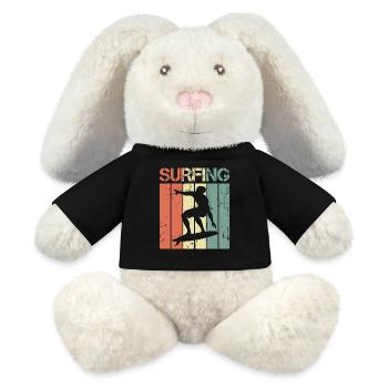 Planche de surf vintage - Lapin en peluche recyclé MiniFeet® Crème - noir - Devant