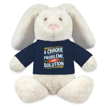 À chaque problème sa solution - Lapin en peluche recyclé MiniFeet® Crème - bleu marine - Devant