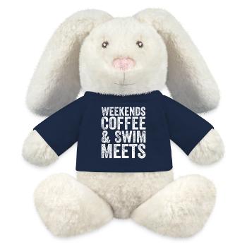 Weekends Coffee And Swim Meets - Coffee Lover - Lapin en peluche recyclé MiniFeet® Crème - bleu marine - Devant
