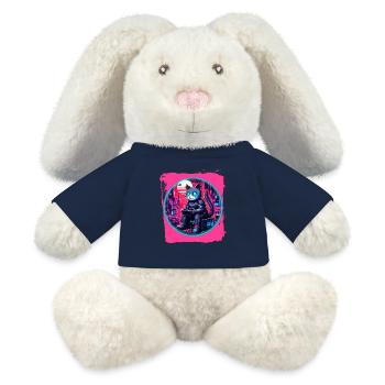 Technologie féline futuriste - Lapin en peluche recyclé MiniFeet® Crème - bleu marine - Devant