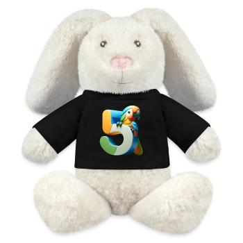 Kinderdesign – Papagei und Zahlen - MiniFeet® RecycelHase® Creme - Schwarz - Vorne