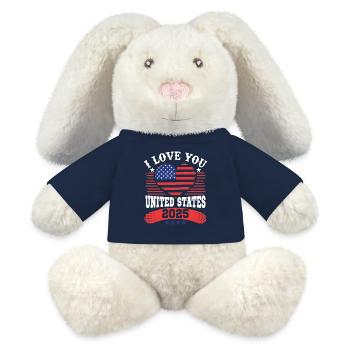 I LOVE YOU UNITED STATES - Lapin en peluche recyclé MiniFeet® Crème - bleu marine - Devant