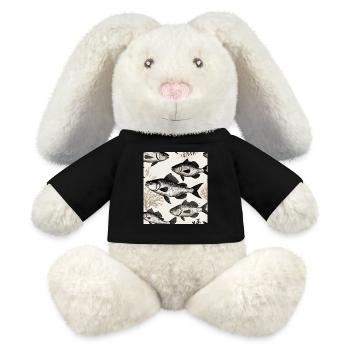 Dessin de poisson à la japonaise - Lapin en peluche recyclé MiniFeet® Crème - noir - Devant