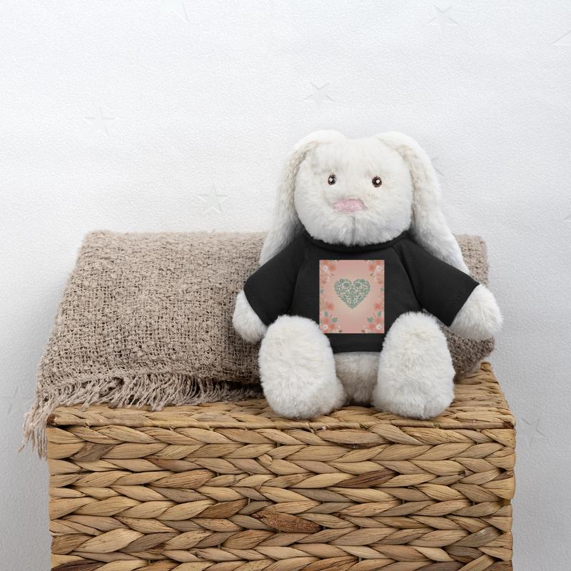 Coeur de fleur Lapin en peluche recyclé MiniFeet® Crème