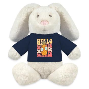 Été Ambiance Lac Nature Flore Art Fleurs Mer - Lapin en peluche recyclé MiniFeet® Crème - bleu marine - Devant