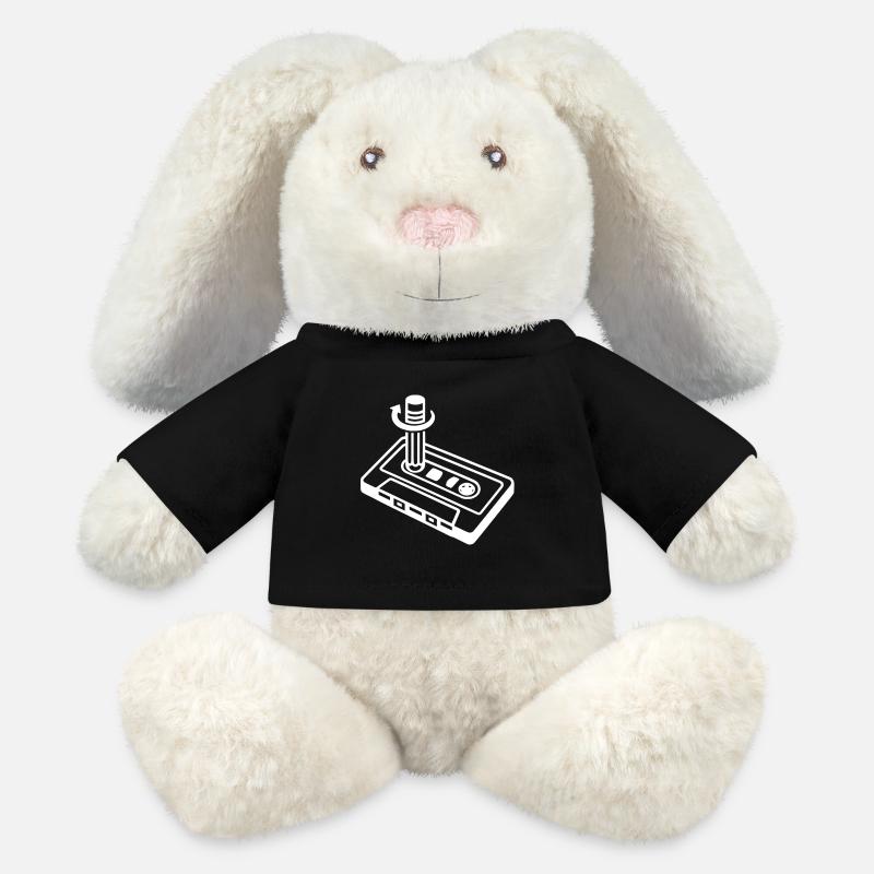 Cassette et stylo - Crayon - Lapin en peluche recyclé MiniFeet® Crème - noir