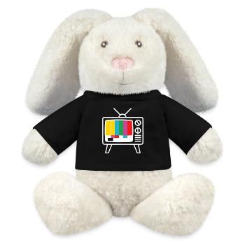 Motif de test Modèle rétro TV - Lapin en peluche recyclé MiniFeet® Crème - noir - Devant