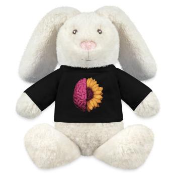 Neurodivergent Autismus ADHS Sonnenblume Gehirn - MiniFeet® RecycelHase® Creme - Schwarz - Vorne