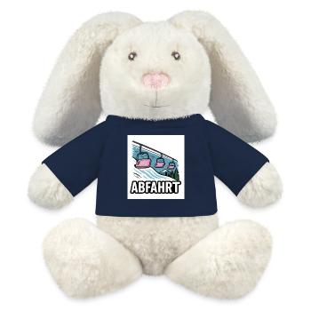Ski lift and mountain motif with adventure charm - MiniFeet® RecycelHase® Bunny Cream - french navy - Front