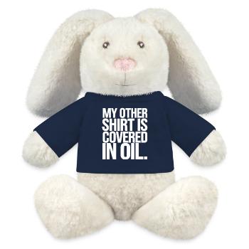 Parodie auf ölüberzogenes Hemd - MiniFeet® RecycelHase® Creme - French Navy - Vorne