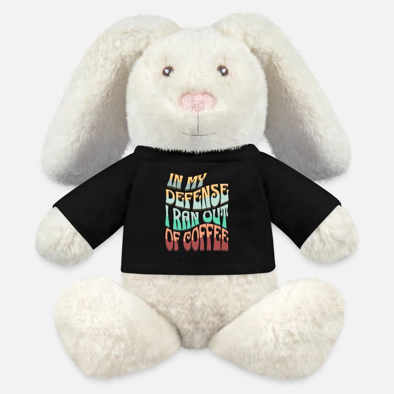 Kaffee Ausrede Spruchdesign - MiniFeet® RecycelHase® Creme - Schwarz