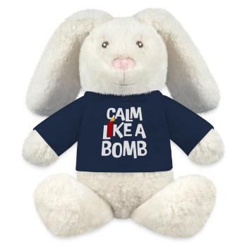 Calme comme une bombe Paradoxe Ironie Humour Blague explosive - Lapin en peluche recyclé MiniFeet® Crème - bleu marine - Devant