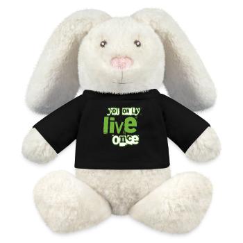 You Only Live Once Green Graffiti Look - MiniFeet® RecycelHase® Bunny Cream - black - Front