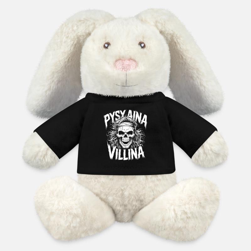 Conception du crâne sauvage - Lapin en peluche recyclé MiniFeet® Crème - noir