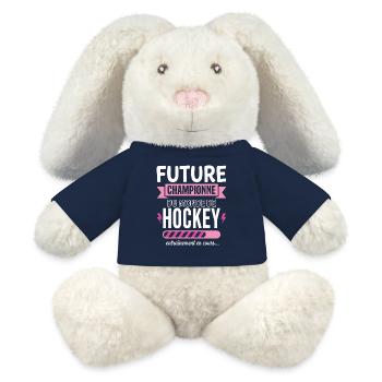 Zukünftiger Eishockeymeister - MiniFeet® RecycelHase® Creme - French Navy - Vorne