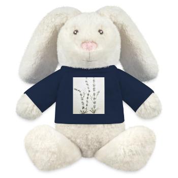 Dessin en bambou à l’encre - Lapin en peluche recyclé MiniFeet® Crème - bleu marine - Devant