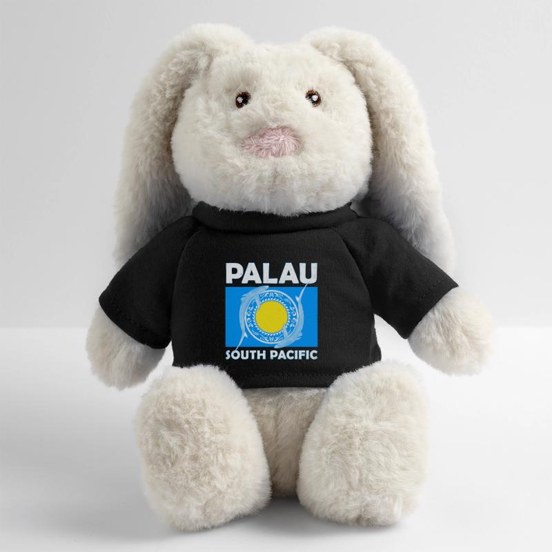 Drapeau des Palaos et requins bleus Lapin en peluche recyclé MiniFeet® Crème
